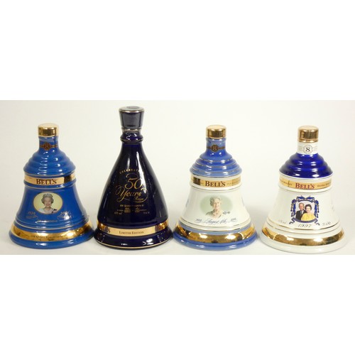 345 - Four Bell's collectors decanters, of Royal interest, with contents, to include HM Queen Elizabeth II... 