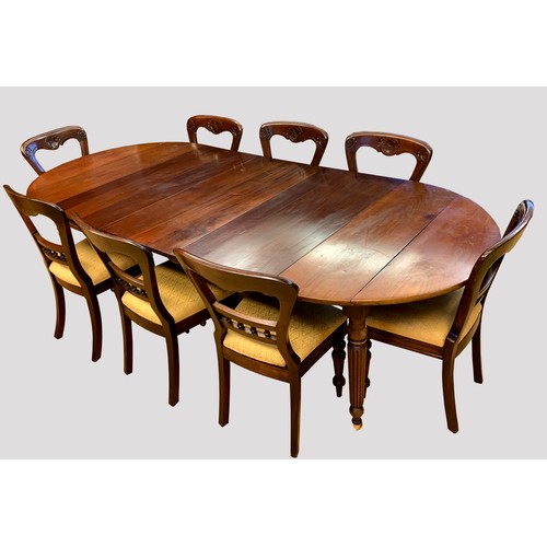 362 - A 19th Century mahogany extending dining table, with three additional leaf insertions and a pair of ... 