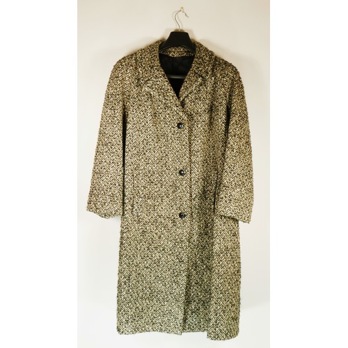 131 - English Lady, brown/multi wool coat, size 12.