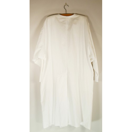 117 - 'Shubette' long white duster coat, cotton, size 12, a green velvet 1980's, Laura Ashley maxi dress, ... 