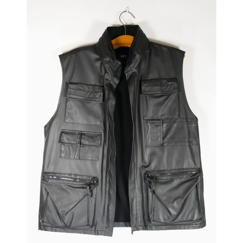 126 - Leather look waistcoat 'XPT Active' fleece lined, size L, together with a Sheepskin coat with acryli... 