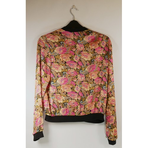 145 - A retro floral blouson jacket, size 12.