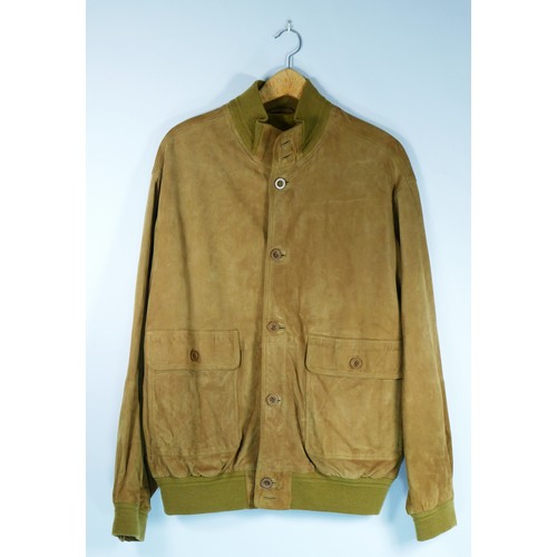 150 - A men's brown suede button up jacket, size 48