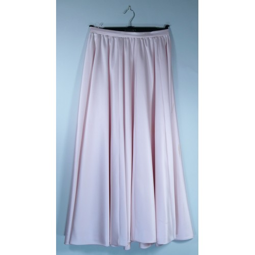 173 - A 'Frank Usher' pink beaded strapless top with matching plain long pink skirt. Size 14. (stain on sk... 