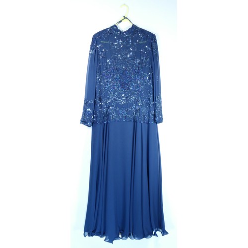 178 - A 'Serenade' navy blue beaded dress, size 16.