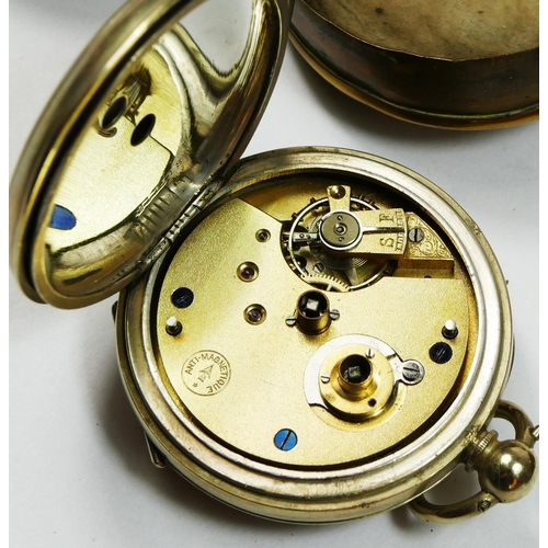 A Victorian brass miners protective pocket watch case hinged initialled B with tag 222 and C.F. a