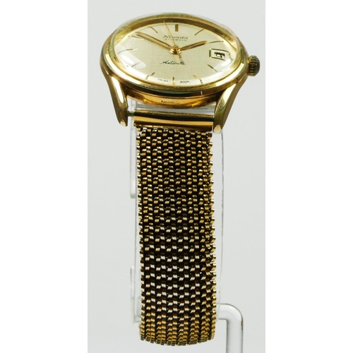 Nivada a gold plated 21 jewel automatic date gentleman s wristwatch 33mm