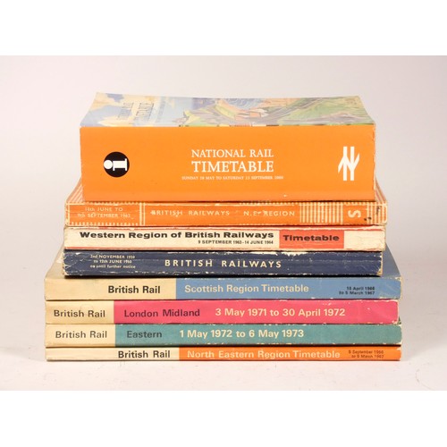 24 - A collection of regional and national railway timetable books, to include National Rail Timetable Su... 