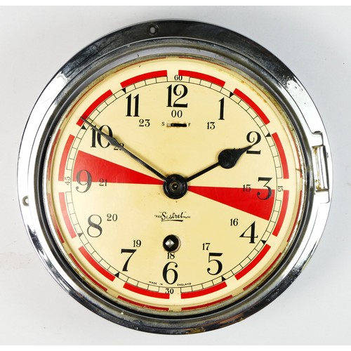 79 - Sestrel, an Elliott lever escapement chrome bulkhead clock, the white enamel 6