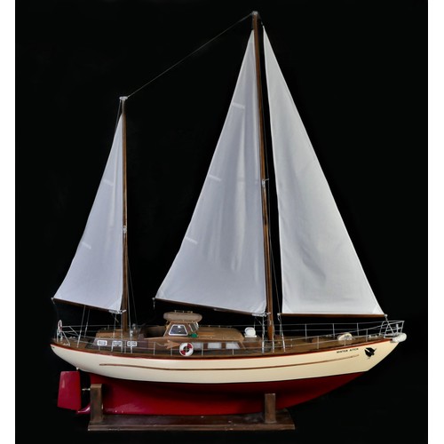 80 - Master Aitch, a well detailed radio controlled ketch pond yacht, with fibreglass hull and timber dec... 