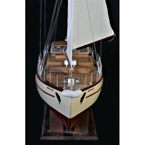 80 - Master Aitch, a well detailed radio controlled ketch pond yacht, with fibreglass hull and timber dec... 