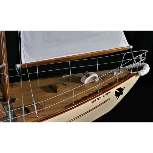 80 - Master Aitch, a well detailed radio controlled ketch pond yacht, with fibreglass hull and timber dec... 