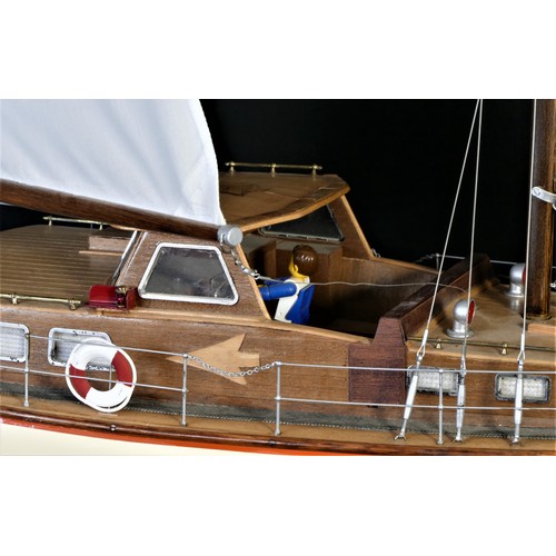 80 - Master Aitch, a well detailed radio controlled ketch pond yacht, with fibreglass hull and timber dec... 