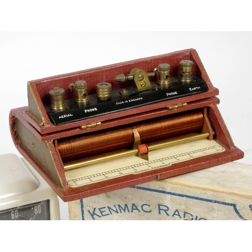 142 - A Kenmac Radio Ltd novelty crystal set, in the form of a book, end of book is hinged and opens to re... 