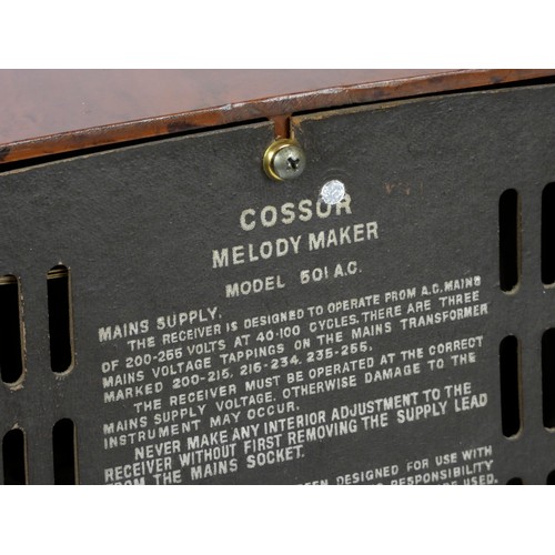 151 - A Cossor Melody Maker 501AC valve radio, Bakelite case, c.1951, 42cm x 28cm x 22cm