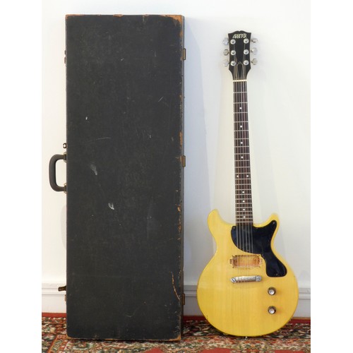 165 - An Arbiter electric guitar, Les Paul copy (no pick up), mustard coloured body with black pick guard,... 