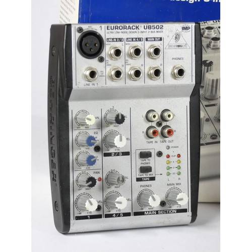 177 - A Behringer Eurorack UB502 mixer boxed, together with a Behringer Bass V-Amp virtual amplifier (2)