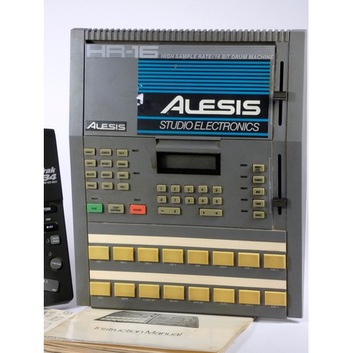 178 - An Alesis HR-16 high Sample Rate drum machine, with manual, together with a Zoom RhythmTraK 234 drum... 