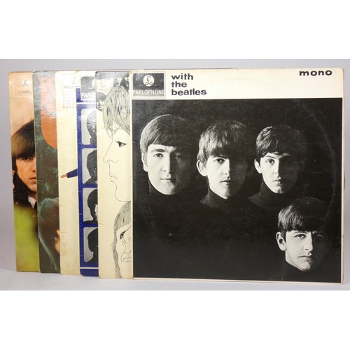 203 - Seven Beatles LPs, to include With The Beatles (pmc 1206), A Hard Day's Night (pmc 1230), Beatles Fo... 