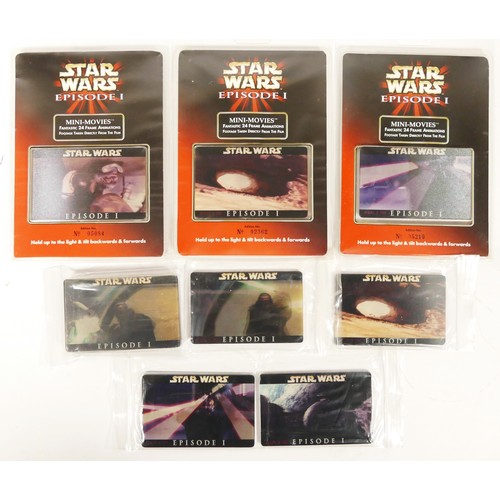 252 - Three Star Wars Episode One Mini Movies, fantastic 24 frame animation cards, No. 05084, No. 02362 an... 