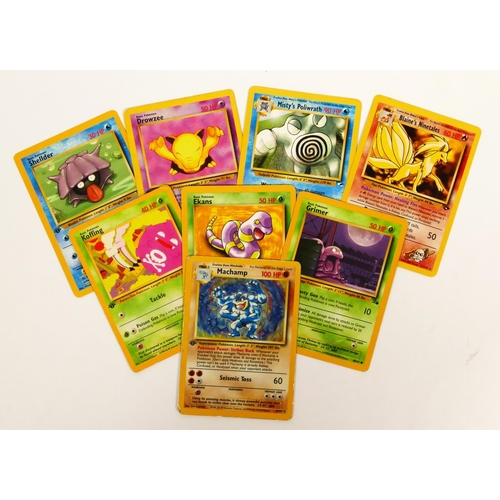 260 - 50 Pokemon cards, to include Mankey, Brock's Dugtrio, Omanyte, Shellder, Blaine's Ninetales, Drowzee... 