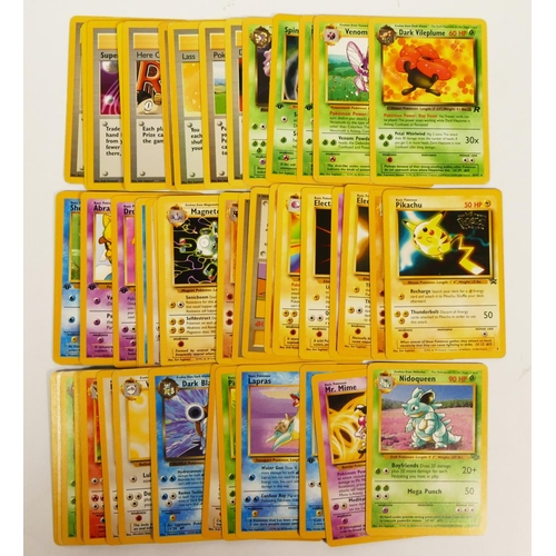 262 - 50 Pokemon cards, to include Spinarak, Ekans, Venomoth, Dark Weezing, Moltres, Flareon, Kangaskhan, ... 