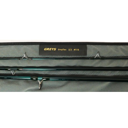 296 - A Grey Greyflex 11'3 #7/8 three piece fly rod, tube, in good condition.