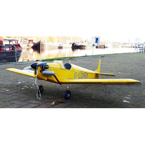 317 - A remote control model plane, unknown engine, yellow and white livery, G-LDNA and 4 decal, 155cm win... 