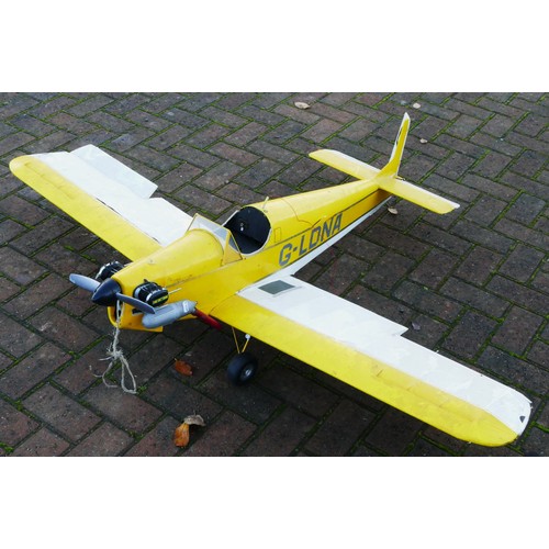 317 - A remote control model plane, unknown engine, yellow and white livery, G-LDNA and 4 decal, 155cm win... 