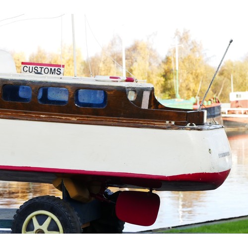 323 - A remote controlled cruiser boat, complete with propellers and servos, white and red livery, Merlin ... 