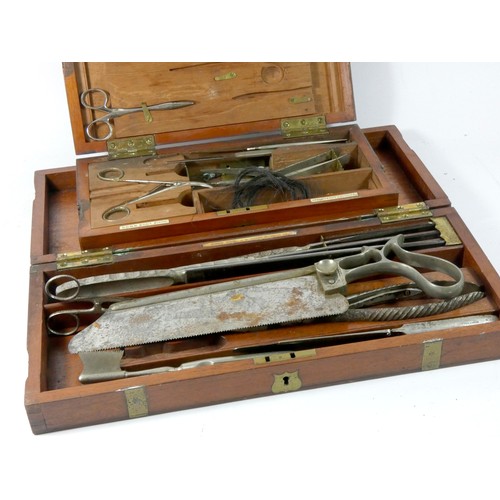 338 - A set of Down Bros, London surgeons amputation tools, including saw, knifes, clippers, pinchers and ... 