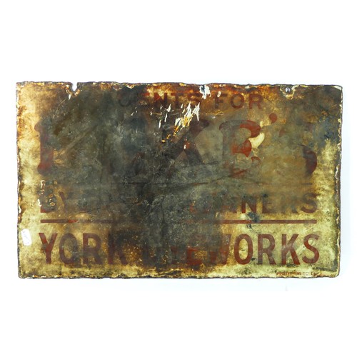 342 - A Duke's Dryers & Cleaners, York Dye Works, double side hanging vitreous enamel advertising sign, 30... 