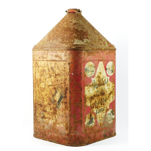 345 - Miller Oils Brighouse, a 5 gallon pyramid oil can with cap, c.1940-1950.