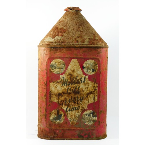 345 - Miller Oils Brighouse, a 5 gallon pyramid oil can with cap, c.1940-1950.