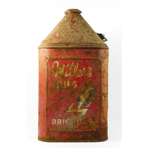 345 - Miller Oils Brighouse, a 5 gallon pyramid oil can with cap, c.1940-1950.