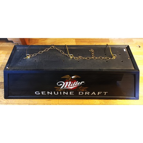 348 - A Pool table light/shade, advertising 'Miller Genuine Draft' beer, incorporating light fittings and ... 