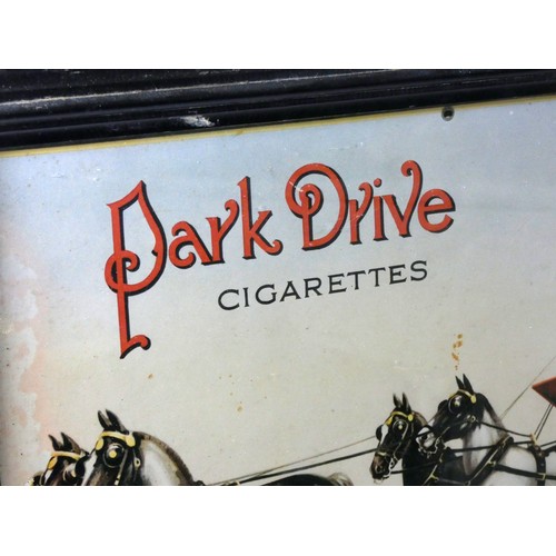 349 - A Park Drive Cigarettes advertising sign, glazed and framed, 55cm x 39cm