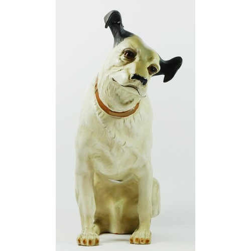 350 - A ceramic model of the HMV Nipper dog, repair to right ear, height 33.5cm.