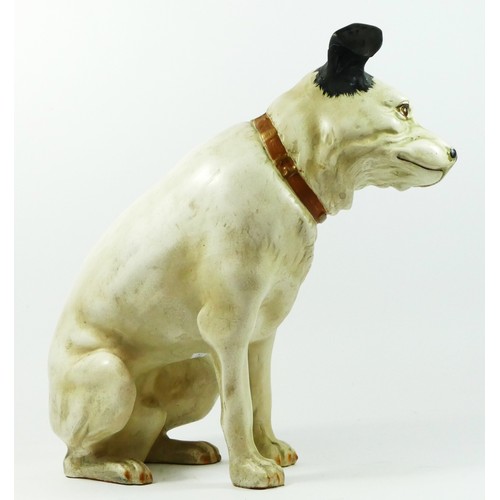 350 - A ceramic model of the HMV Nipper dog, repair to right ear, height 33.5cm.