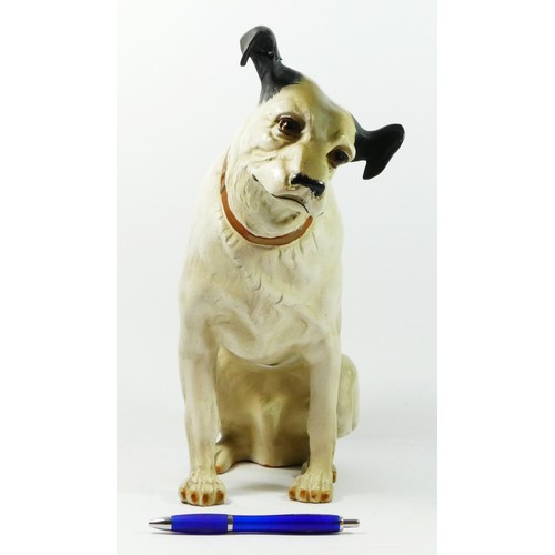 350 - A ceramic model of the HMV Nipper dog, repair to right ear, height 33.5cm.