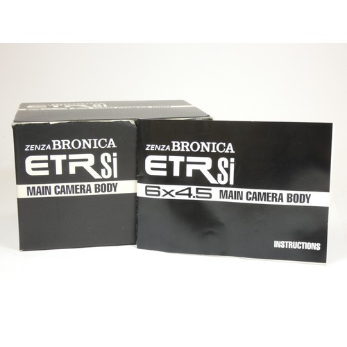 356 - A Bronica ETRsi medium format camera, original box and manual, together with a 75mm f2.8 lens, a 150... 