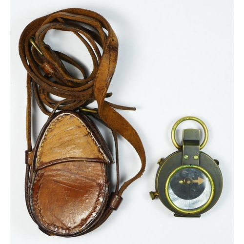 400 - A WWI Officers Compass, by Cruchon & Emons, Broad Arrow, 1916, leather case and strap.