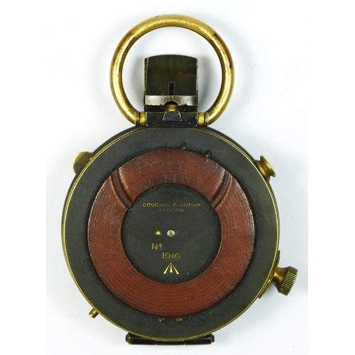 400 - A WWI Officers Compass, by Cruchon & Emons, Broad Arrow, 1916, leather case and strap.