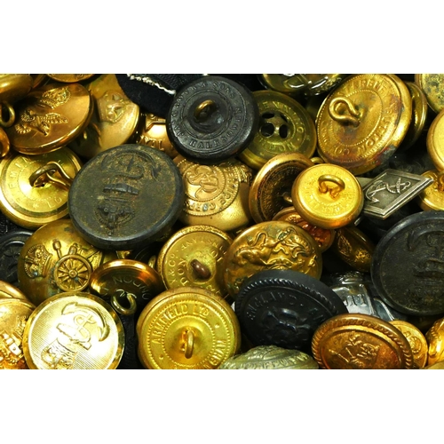 423 - A large collection of vintage uniform buttons, RAF, military, fire and police