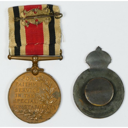 439 - George V Special Constabulary Officers medal and badge, awarded to Sub Inspector David Baker with Th... 