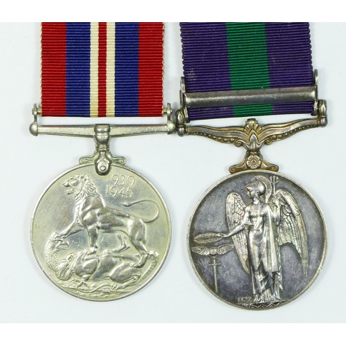 440 - WWII and George VI mounted pair, including G.S.M. with Palestine 1945-48 bar, awarded to 14790976 RF... 