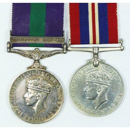 440 - WWII and George VI mounted pair, including G.S.M. with Palestine 1945-48 bar, awarded to 14790976 RF... 