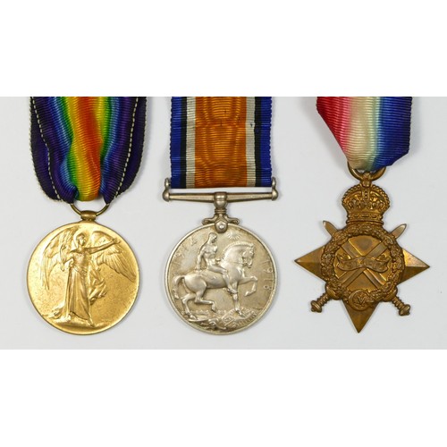 441 - WWI Trio, 1914-15 Star, Victory and War, awarded to 13834 Cpl. J.H.M. Harris, Suffolk Regt