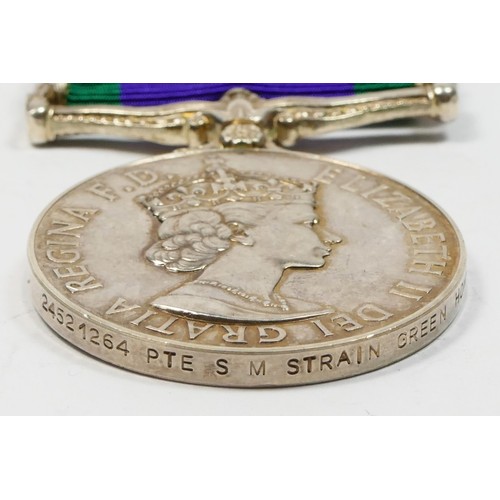 446 - E.R. II G.S.M. Northern Ireland, awarded to 24521264 Pte. S.M. Strain, Green Howards