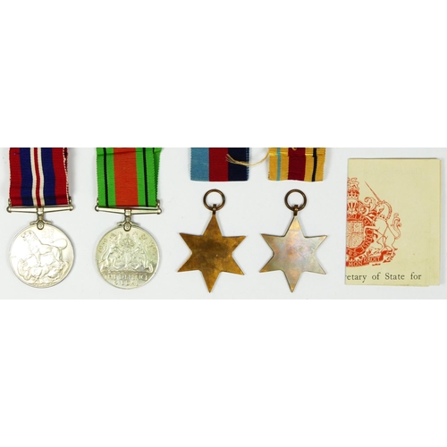 454 - Royal Armoured Corps, WWII group of four, 1939-1945 Star, Africa Star, Defence and War, unworn, boxe... 